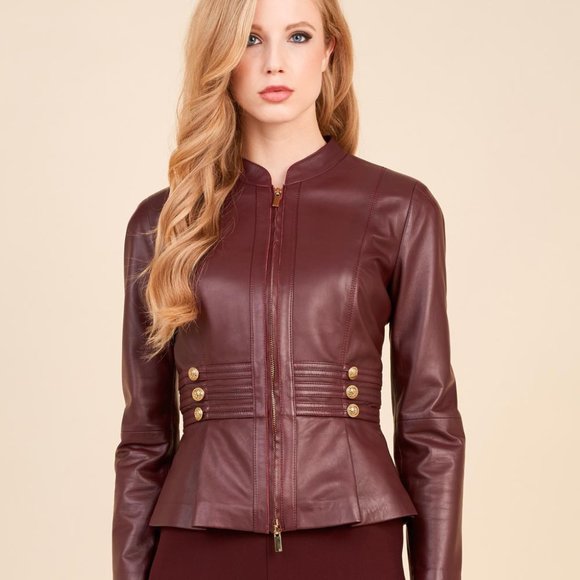 Luisa Spagnoli peplum leather jacket - Picture 3 of 4